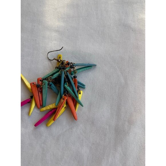 Ethnic Multicolor Boho Cord Necklace Colorful Beads Round Natural Stones 22” - Picture 6 of 16